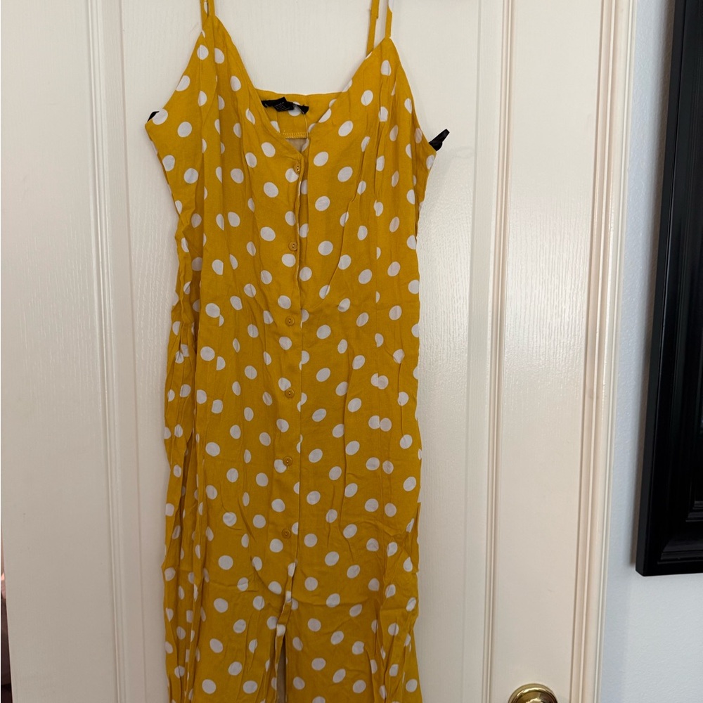 Yellow polka dot summer dress size M